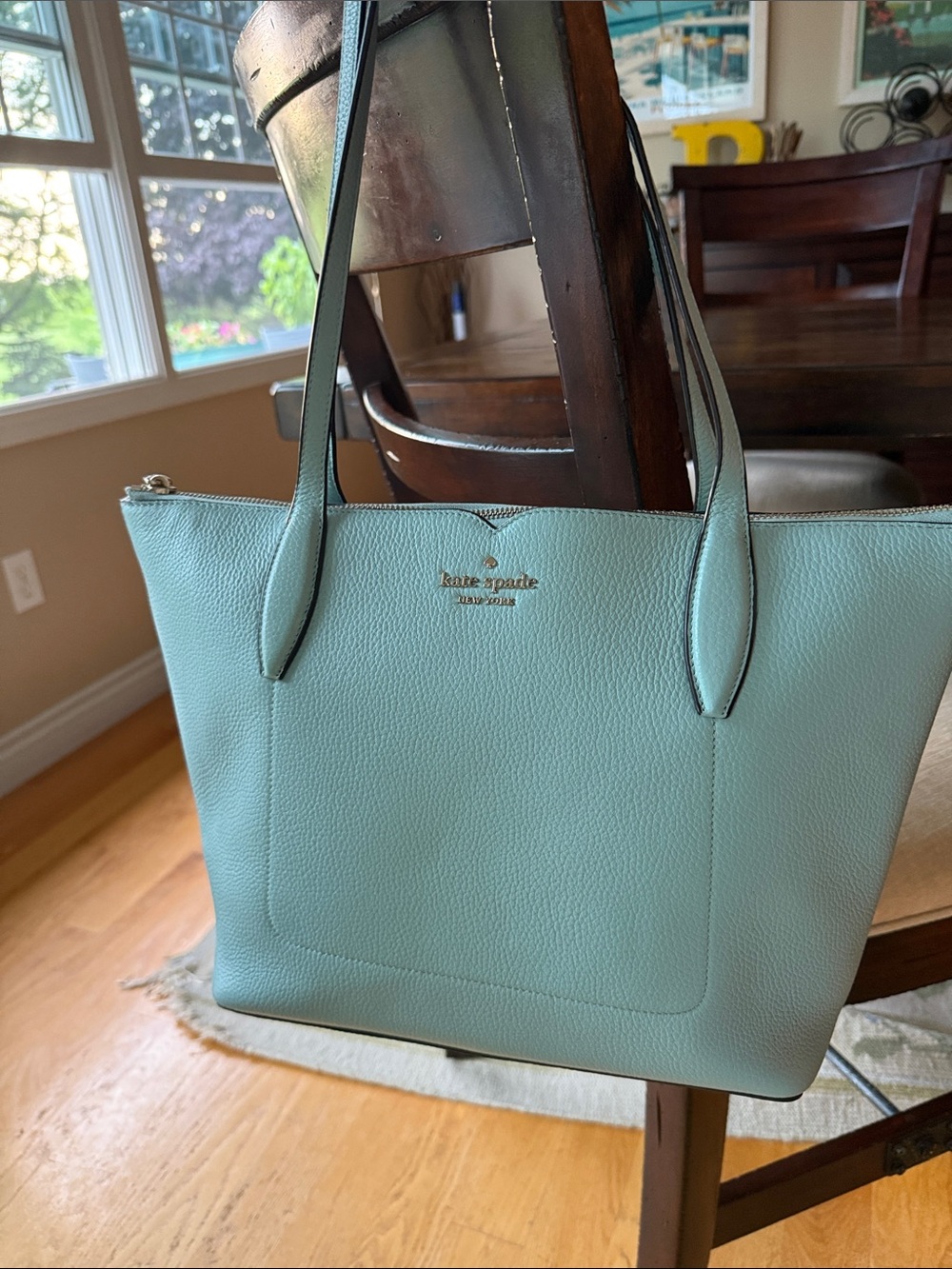 kate spade light blue Pebbled Leather Tote